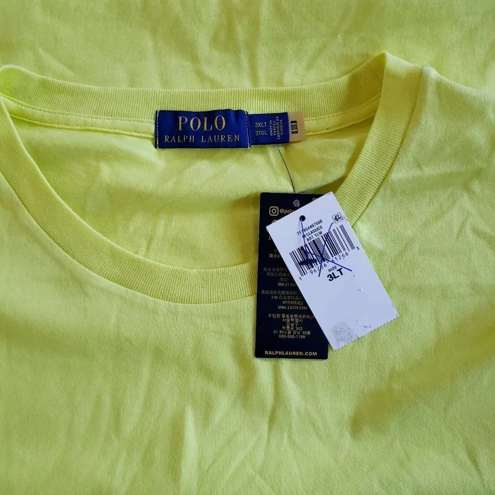 Polo Ralph Lauren Men's Bright Yellow Polo Bear Graphic Crew-Neck T-Shirt 3XLT - Picture 6 of 9